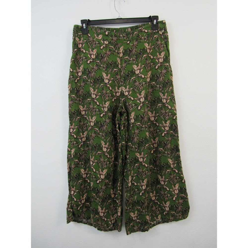 Tahari Olive Green Wide Leg Floral Jumpsuit Pants